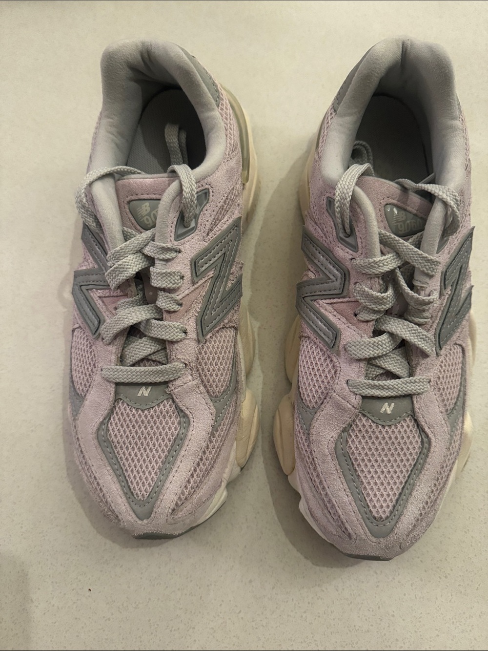 New Balance Women's Light Pink and Gray Mesh Suede Sneakers